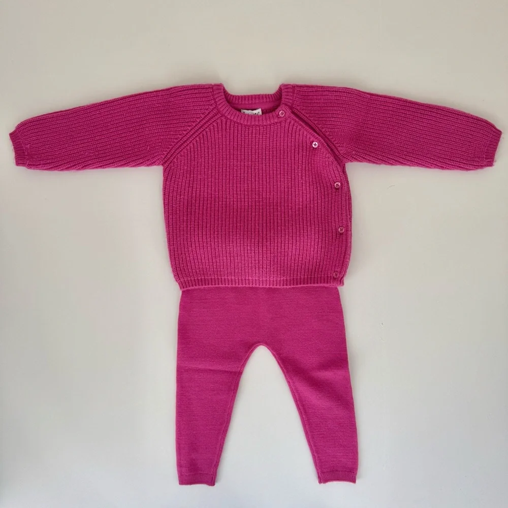 Splendid Baby Girl Pink Knit Sweater & Legging Set 6–12M Minimalist Aesthetic - Picture 2 of 6